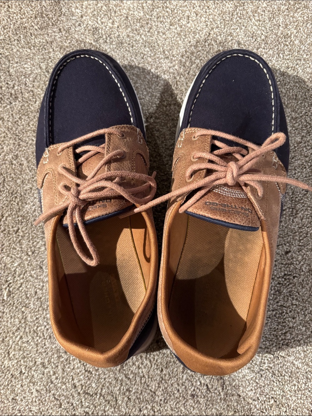 Skechers Two-Tone Navy and Brown Men's Boat Shoes